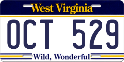 WV license plate OCT529