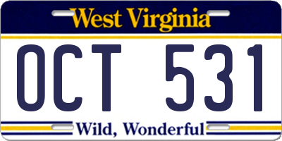 WV license plate OCT531
