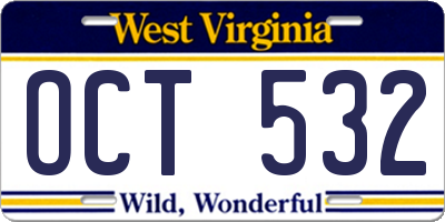 WV license plate OCT532