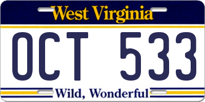WV license plate OCT533