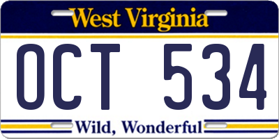 WV license plate OCT534