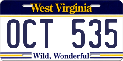 WV license plate OCT535