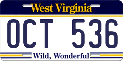 WV license plate OCT536