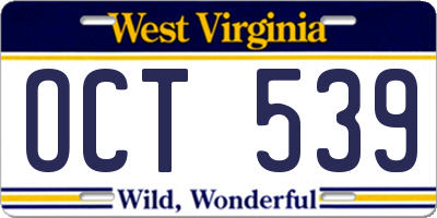 WV license plate OCT539