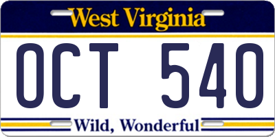 WV license plate OCT540