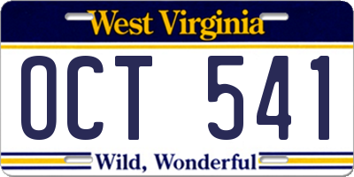 WV license plate OCT541