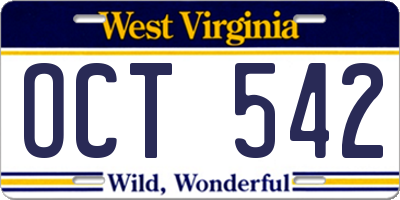 WV license plate OCT542
