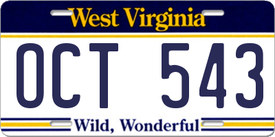 WV license plate OCT543