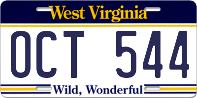 WV license plate OCT544