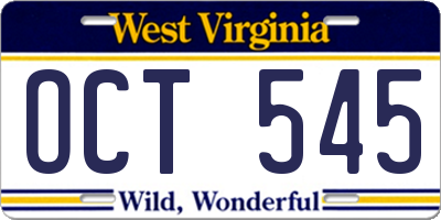 WV license plate OCT545