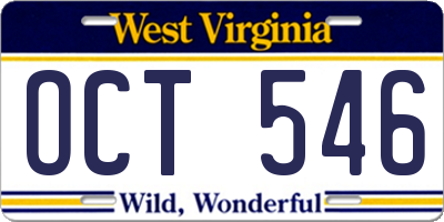 WV license plate OCT546