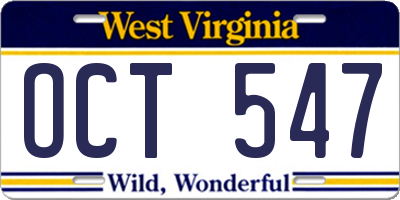 WV license plate OCT547