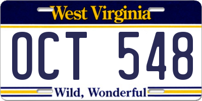 WV license plate OCT548