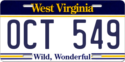 WV license plate OCT549