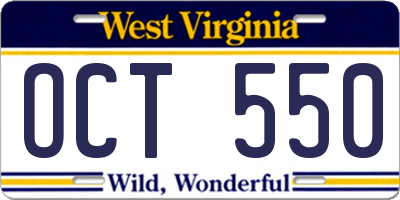 WV license plate OCT550