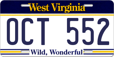 WV license plate OCT552