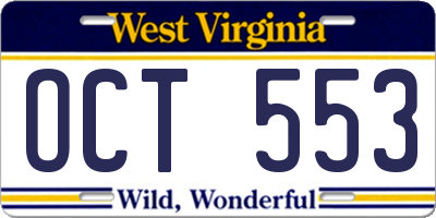 WV license plate OCT553