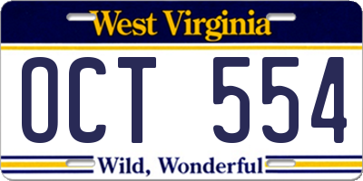 WV license plate OCT554