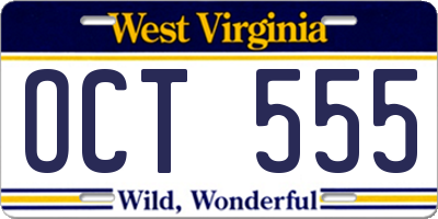 WV license plate OCT555