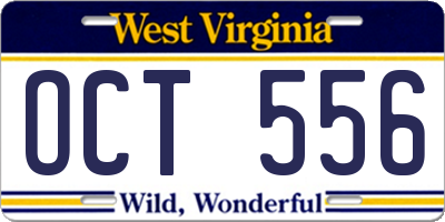 WV license plate OCT556