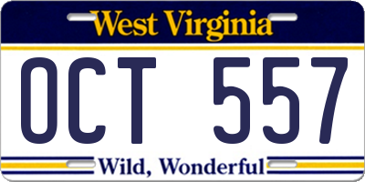 WV license plate OCT557