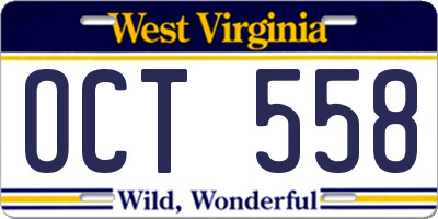 WV license plate OCT558