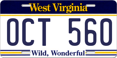WV license plate OCT560