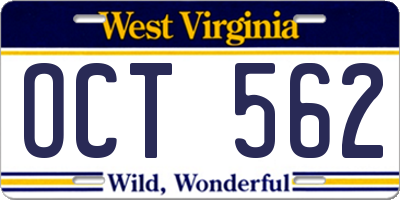 WV license plate OCT562