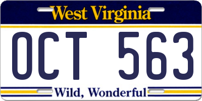 WV license plate OCT563