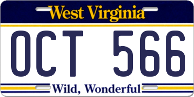 WV license plate OCT566