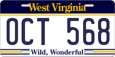 WV license plate OCT568