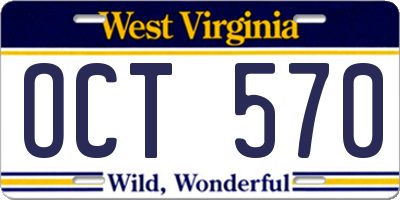 WV license plate OCT570