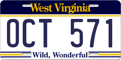WV license plate OCT571