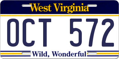 WV license plate OCT572