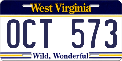 WV license plate OCT573