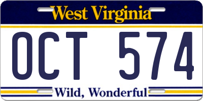 WV license plate OCT574