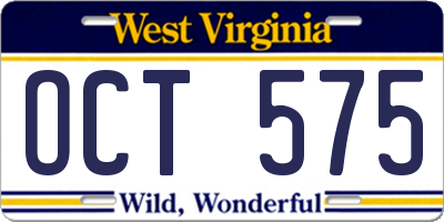WV license plate OCT575