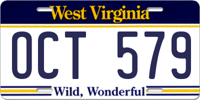 WV license plate OCT579