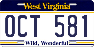 WV license plate OCT581
