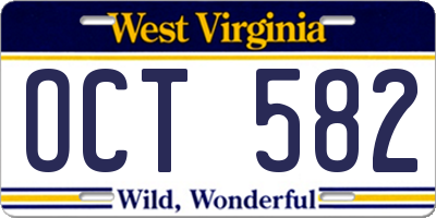 WV license plate OCT582
