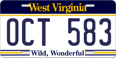 WV license plate OCT583