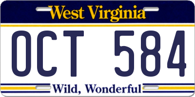 WV license plate OCT584