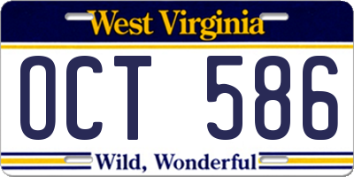 WV license plate OCT586