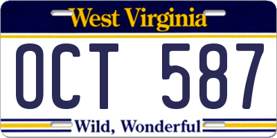 WV license plate OCT587