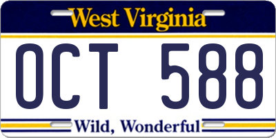 WV license plate OCT588