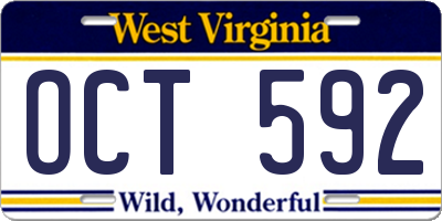 WV license plate OCT592