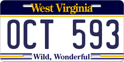 WV license plate OCT593