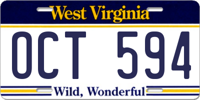 WV license plate OCT594