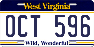 WV license plate OCT596