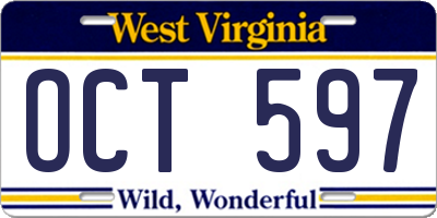 WV license plate OCT597